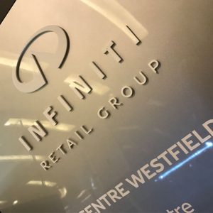Picture of internal signage for Infiniti retail group