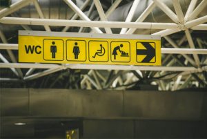 Picture of an overhead WC sign